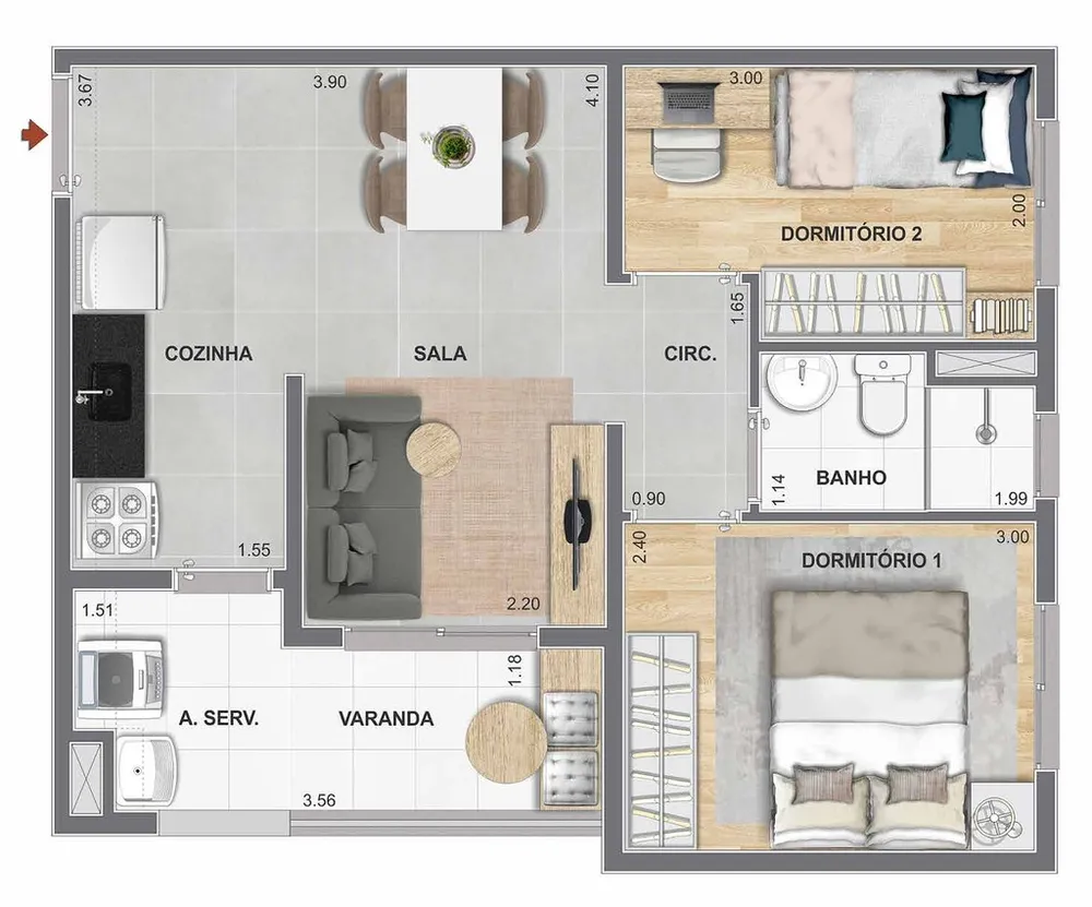 Apartamento, 1 quarto, 34 m² - Foto 1