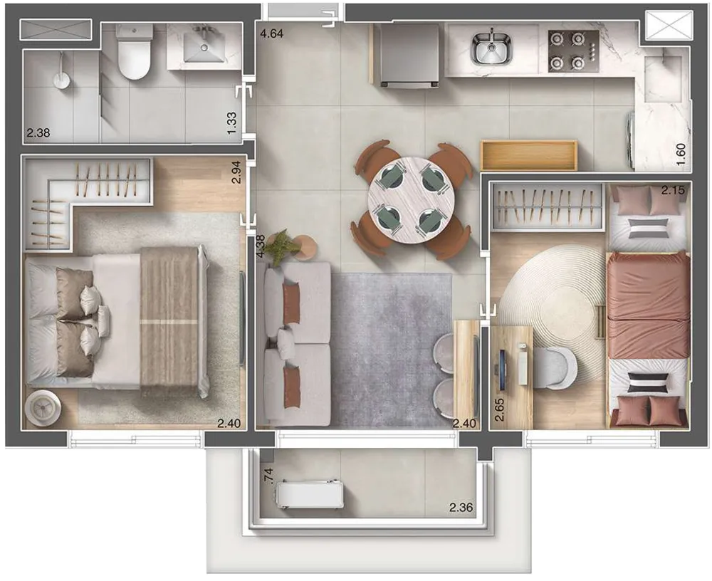 Apartamento, 2 quartos, 45 m² - Foto 6