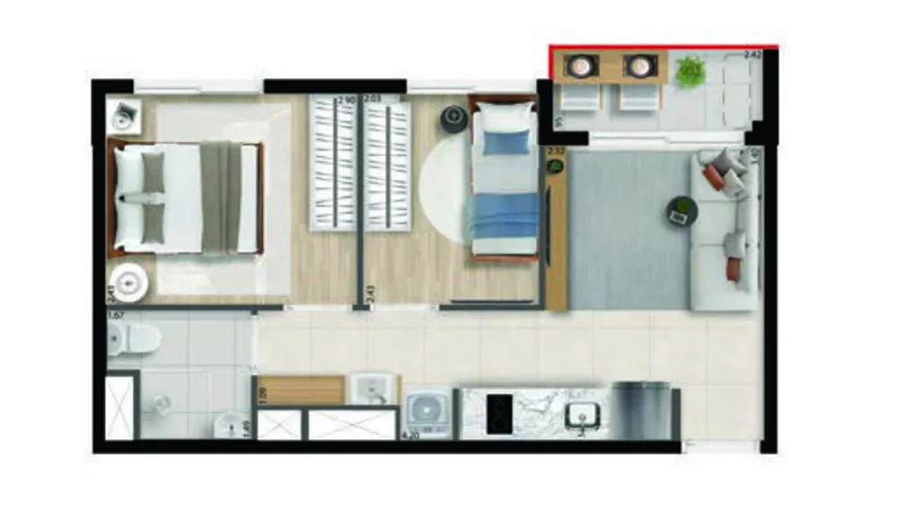 Apartamento, 2 quartos, 32 m² - Foto 2