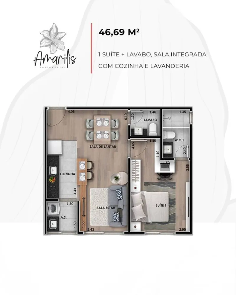 Apartamento, 1 quarto, 49 m² - Foto 2