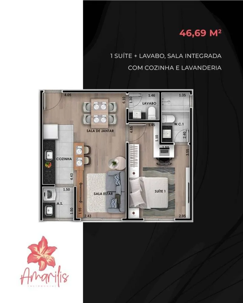 Apartamento, 1 quarto, 49 m² - Foto 3