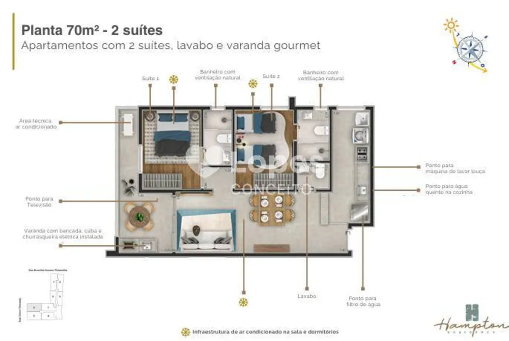 Apartamento, 2 quartos, 65 m² - Foto 2