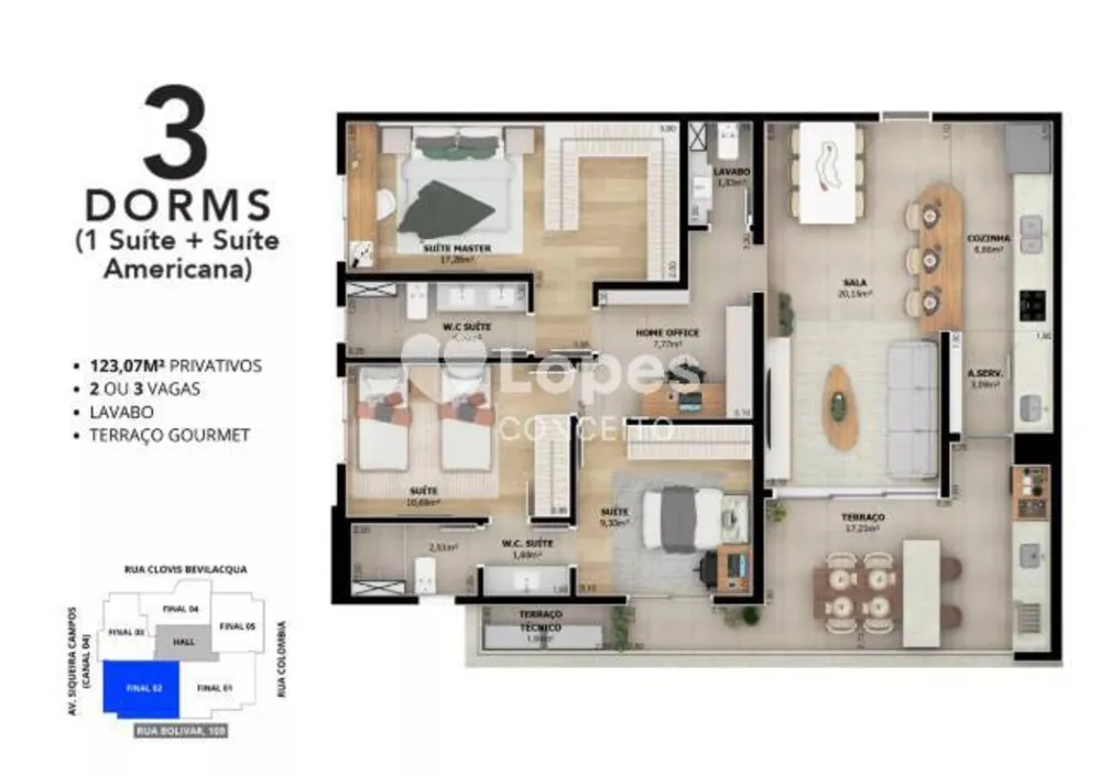 Apartamento, 3 quartos, 123 m² - Foto 3