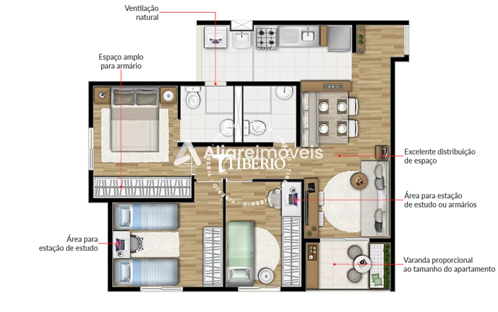 Apartamento à venda com 3 quartos, 61m² - Foto 2