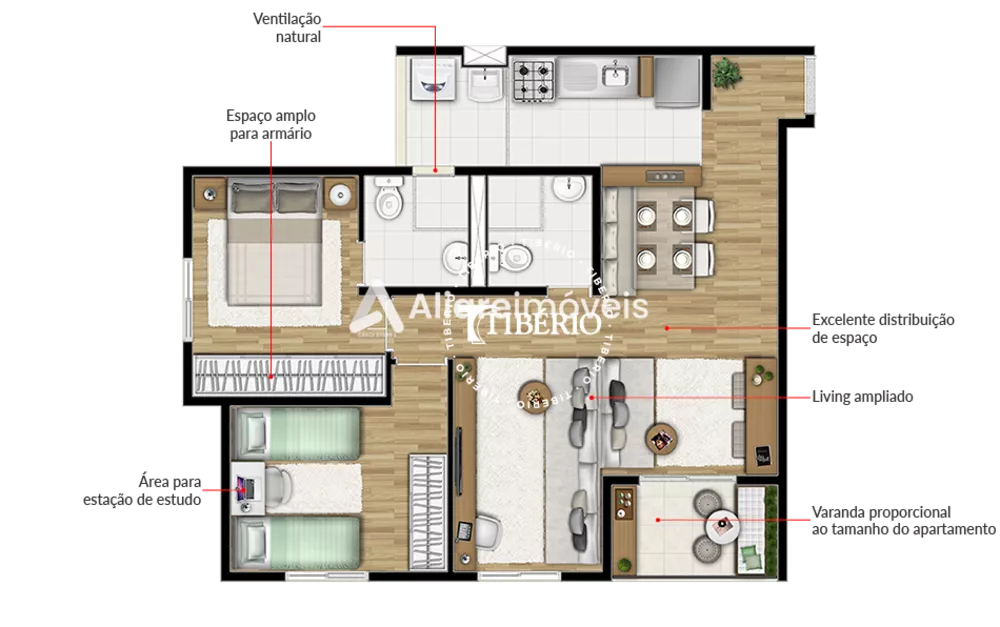 Apartamento à venda com 3 quartos, 61m² - Foto 3