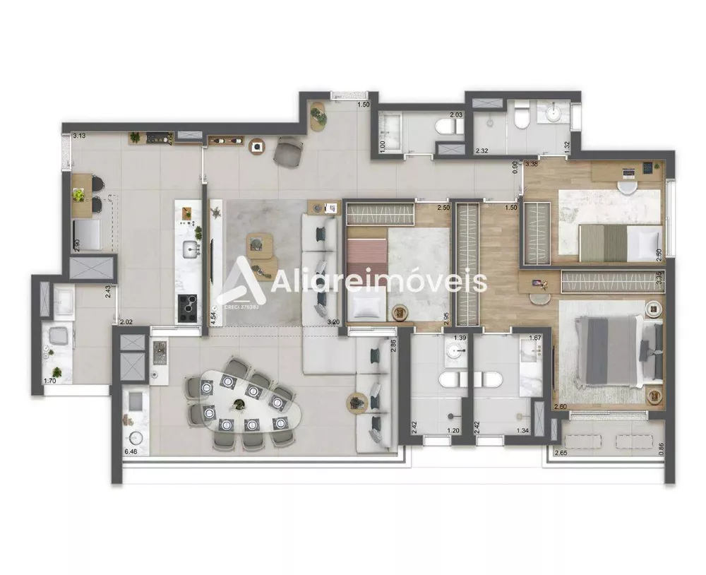 Apartamento à venda com 3 quartos, 119m² - Foto 2