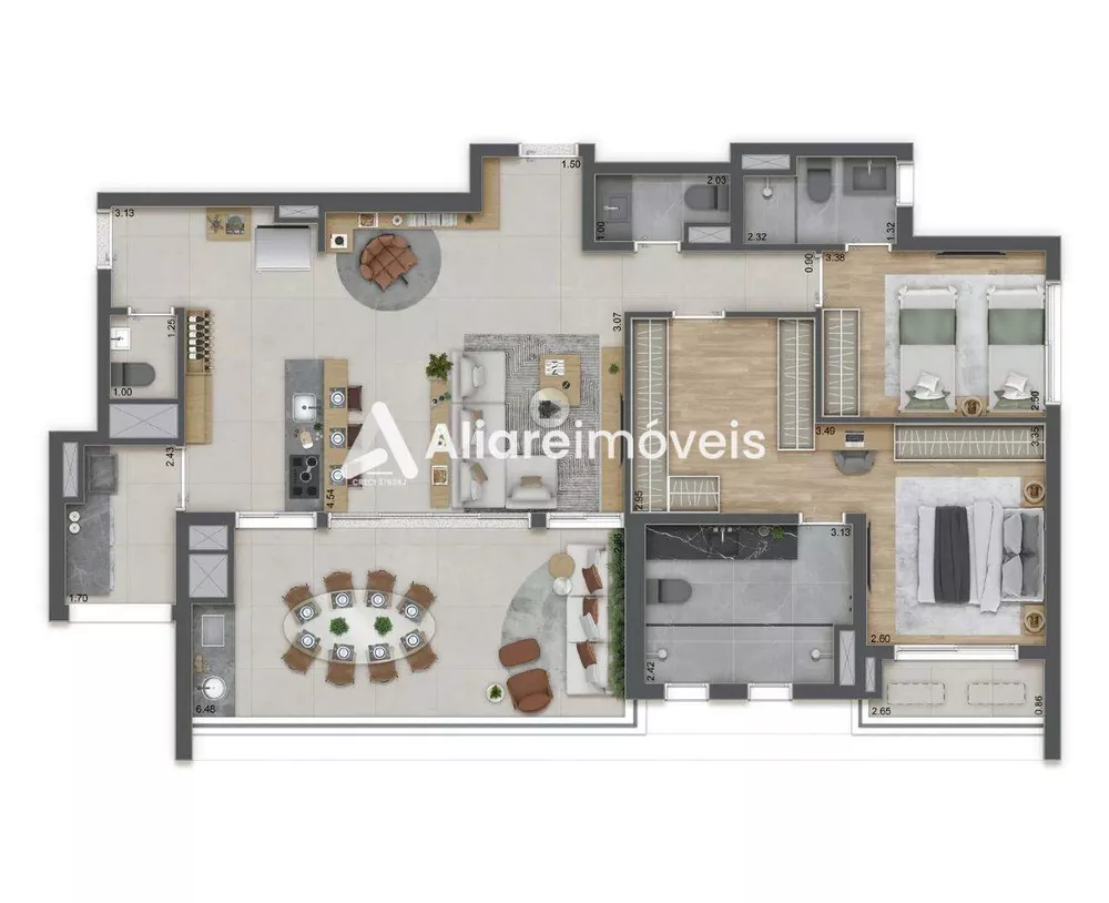 Apartamento à venda com 3 quartos, 119m² - Foto 3