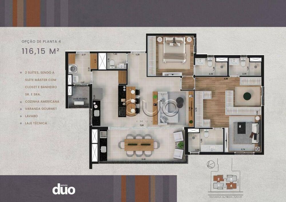 Apartamento à venda com 3 quartos, 116m² - Foto 3