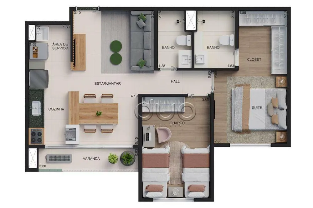 Apartamento, 2 quartos, 63 m² - Foto 3