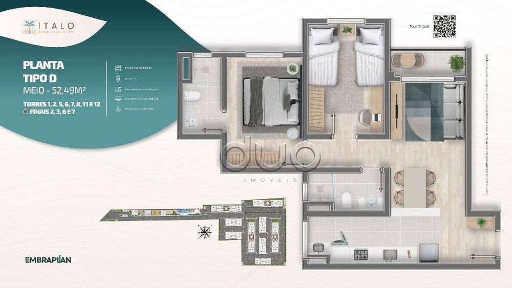 Apartamento, 2 quartos, 52 m² - Foto 1