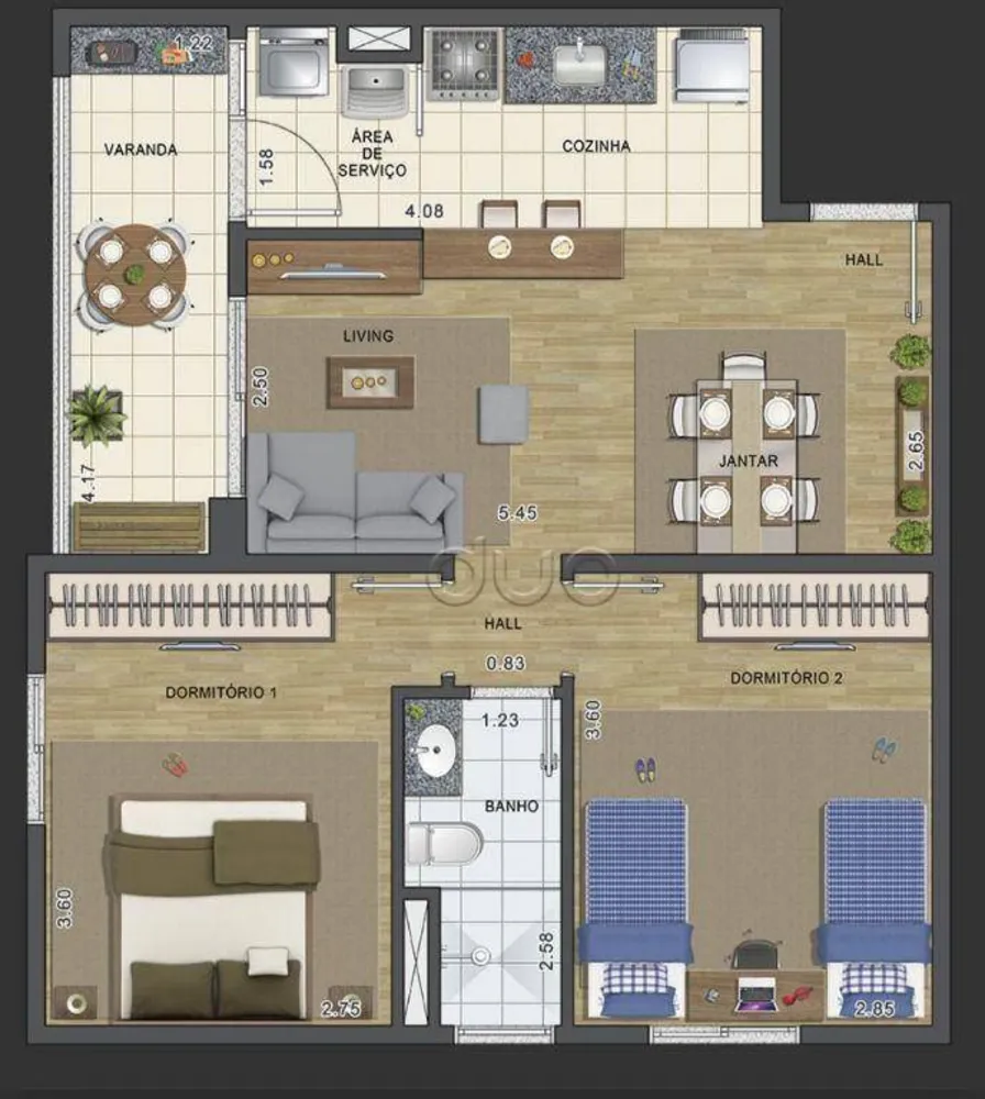 Apartamento, 2 quartos, 56 m² - Foto 1
