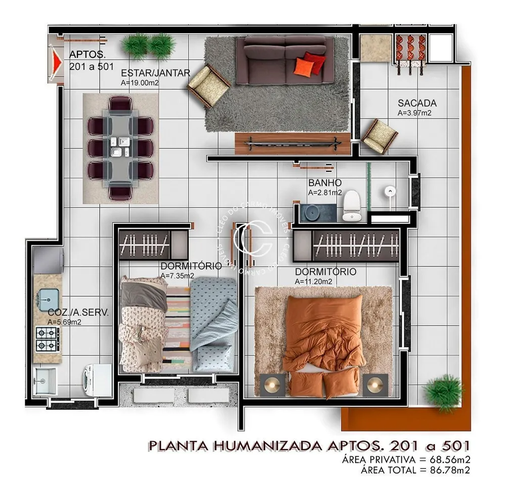Apartamento, 2 quartos, 68 m² - Foto 2