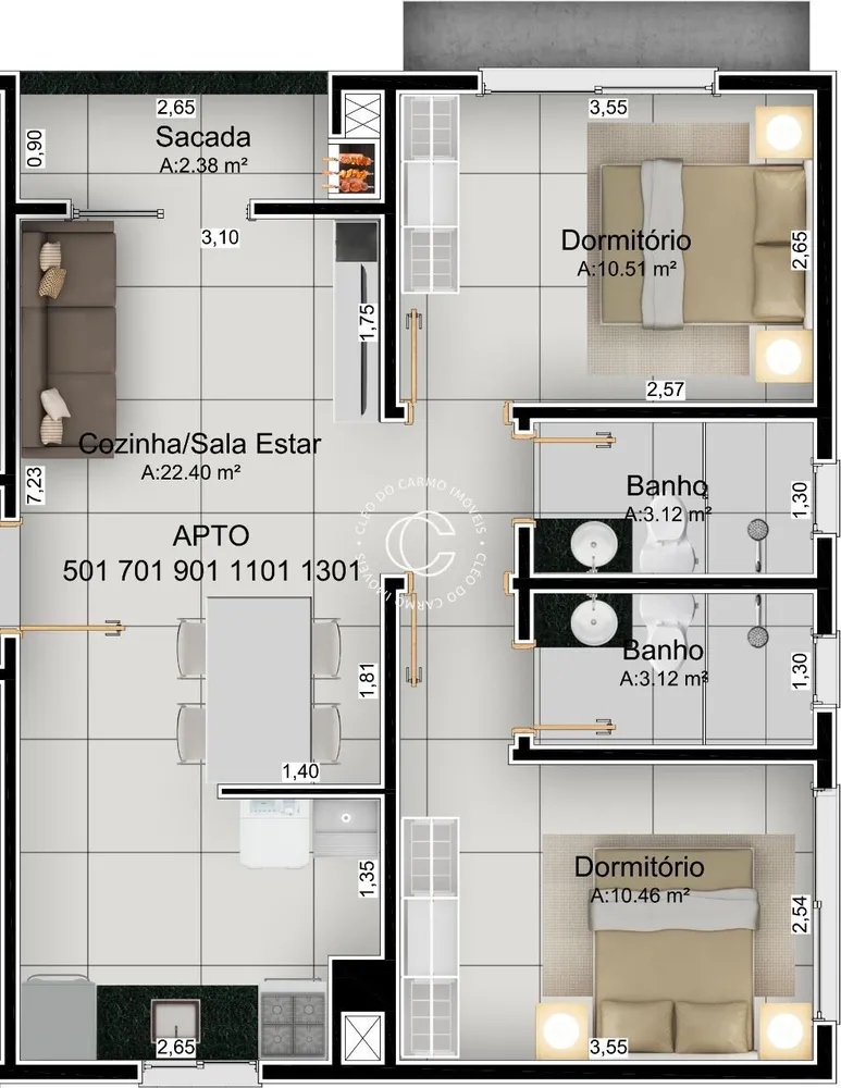 Apartamento, 2 quartos, 64 m² - Foto 2