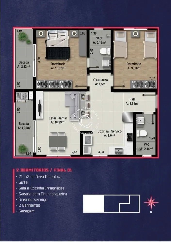 Apartamento, 2 quartos, 71 m² - Foto 3
