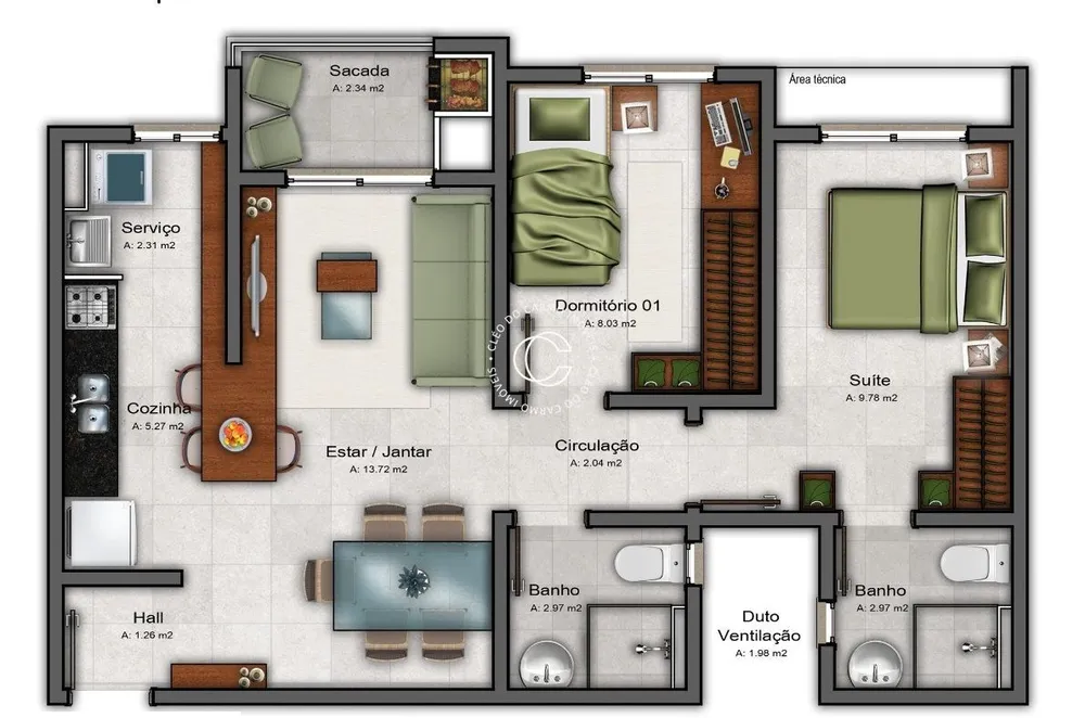 Apartamento, 2 quartos, 58 m² - Foto 1