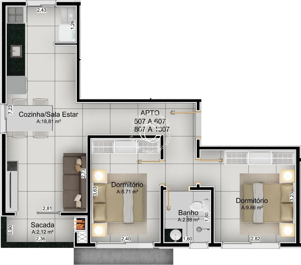 Apartamento, 1 quarto, 60 m² - Foto 2