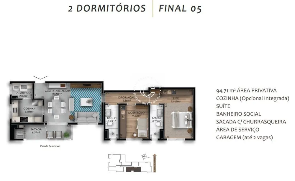 Apartamento, 2 quartos, 94 m² - Foto 2