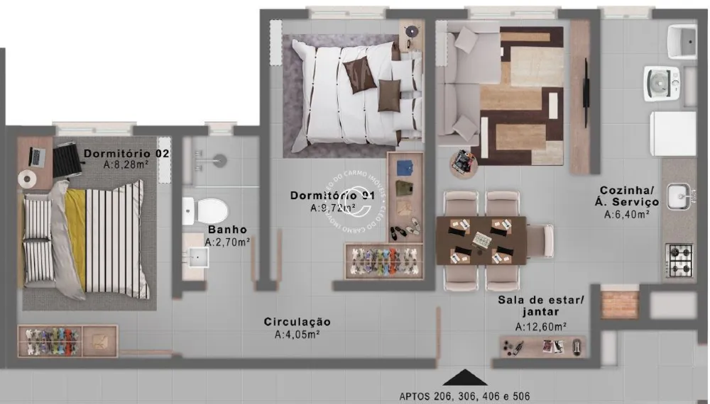 Apartamento, 2 quartos, 51 m² - Foto 2