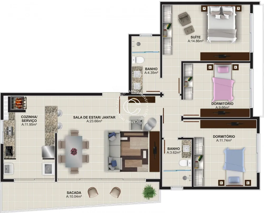 Apartamento, 3 quartos, 108 m² - Foto 2