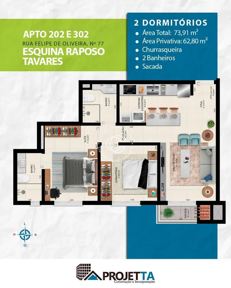 Apartamento, 2 quartos, 62 m² - Foto 2
