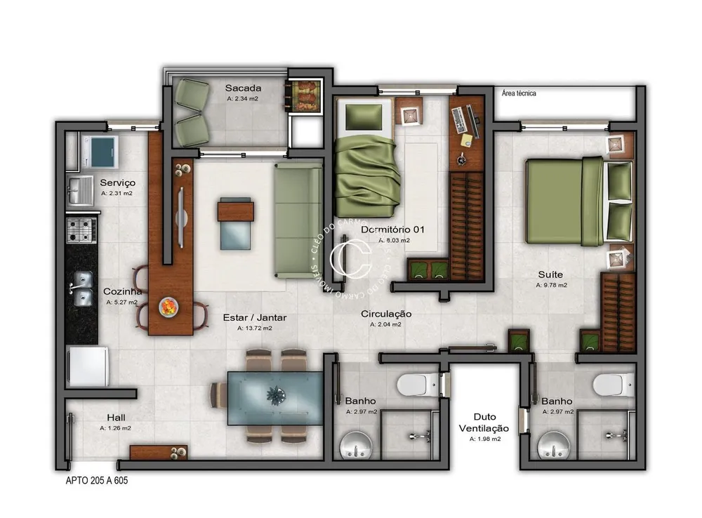 Apartamento, 2 quartos, 58 m² - Foto 2