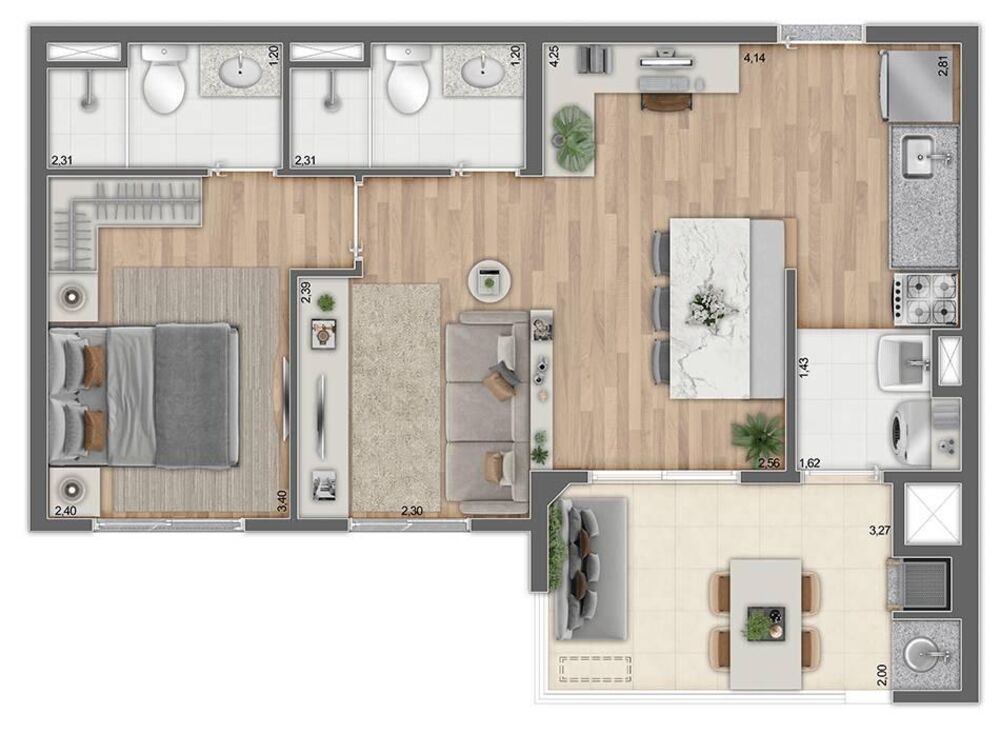 Apartamento, 2 quartos, 54 m² - Foto 2