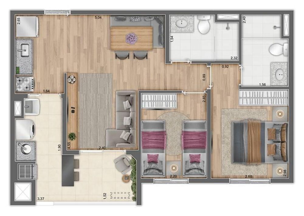 Apartamento, 2 quartos, 57 m² - Foto 2
