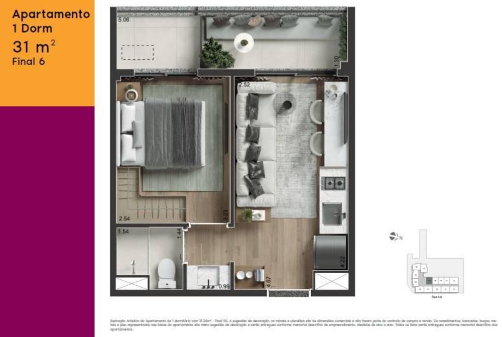 Apartamento, 1 quarto, 30 m² - Foto 3