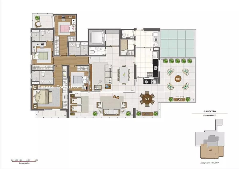 Apartamento à venda com 3 quartos, 185m² - Foto 2