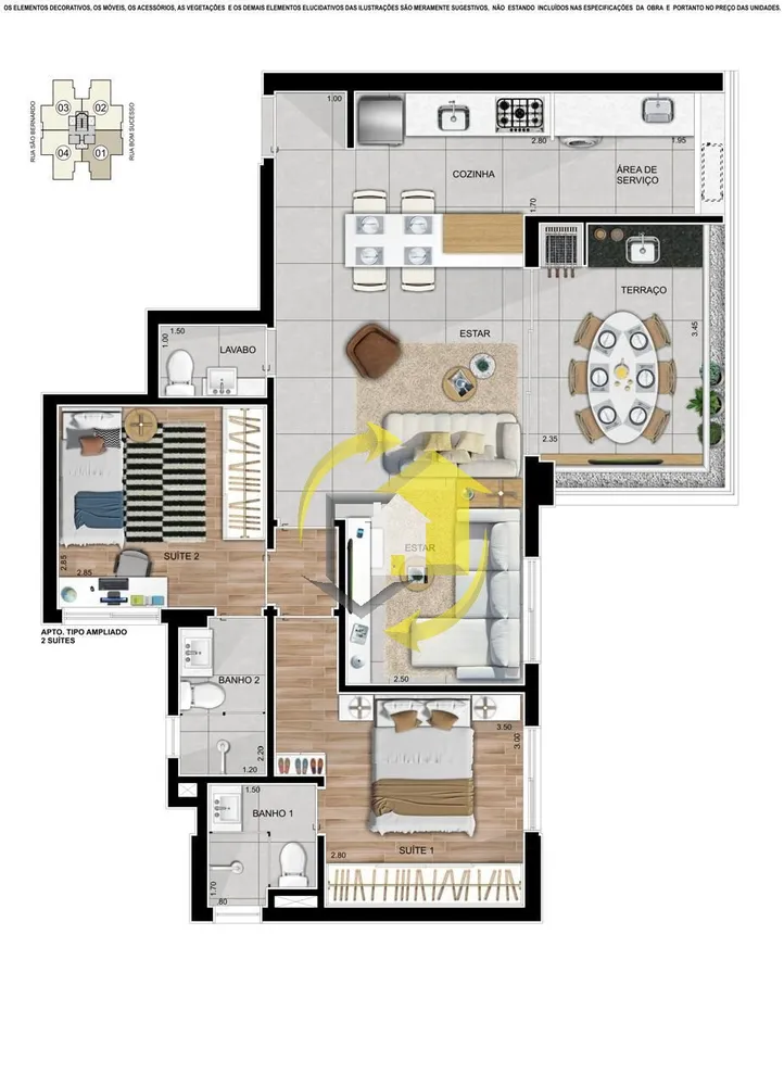 Apartamento, 2 quartos, 80 m² - Foto 3