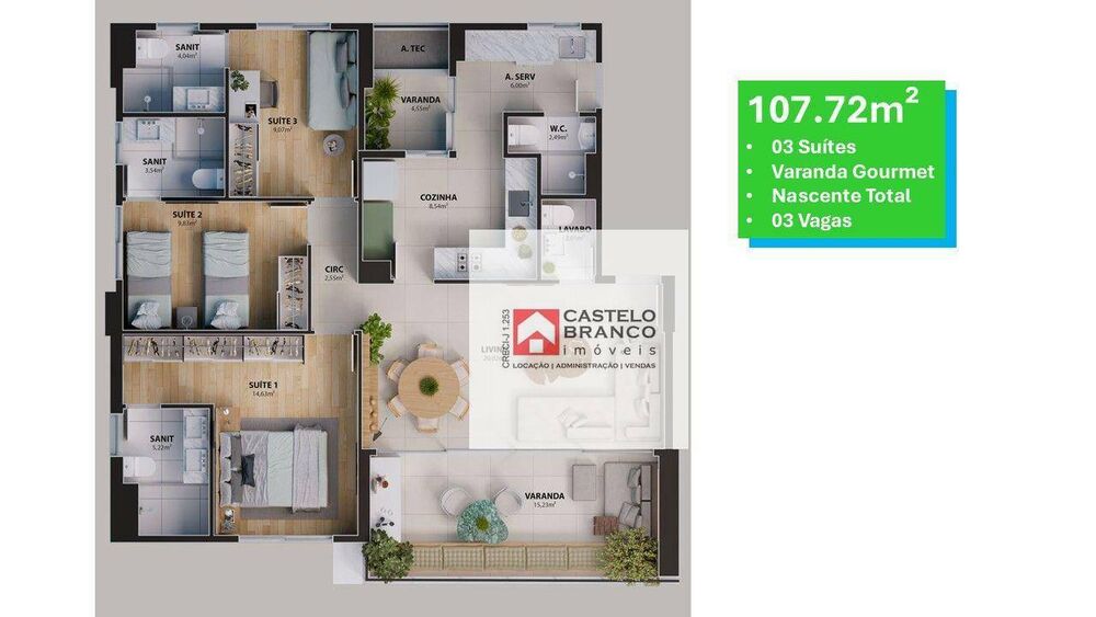 Apartamento, 3 quartos, 107 m² - Foto 15