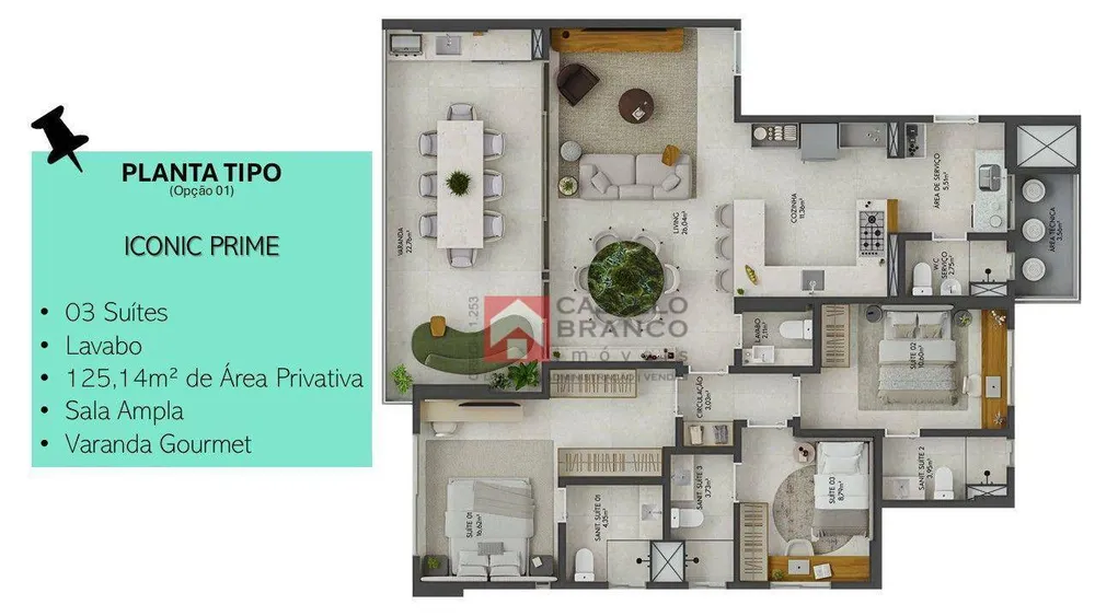 Apartamento, 3 quartos, 124 m² - Foto 8