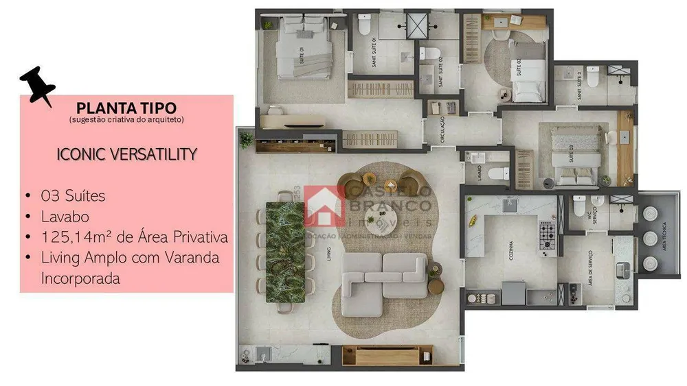 Apartamento, 3 quartos, 124 m² - Foto 8