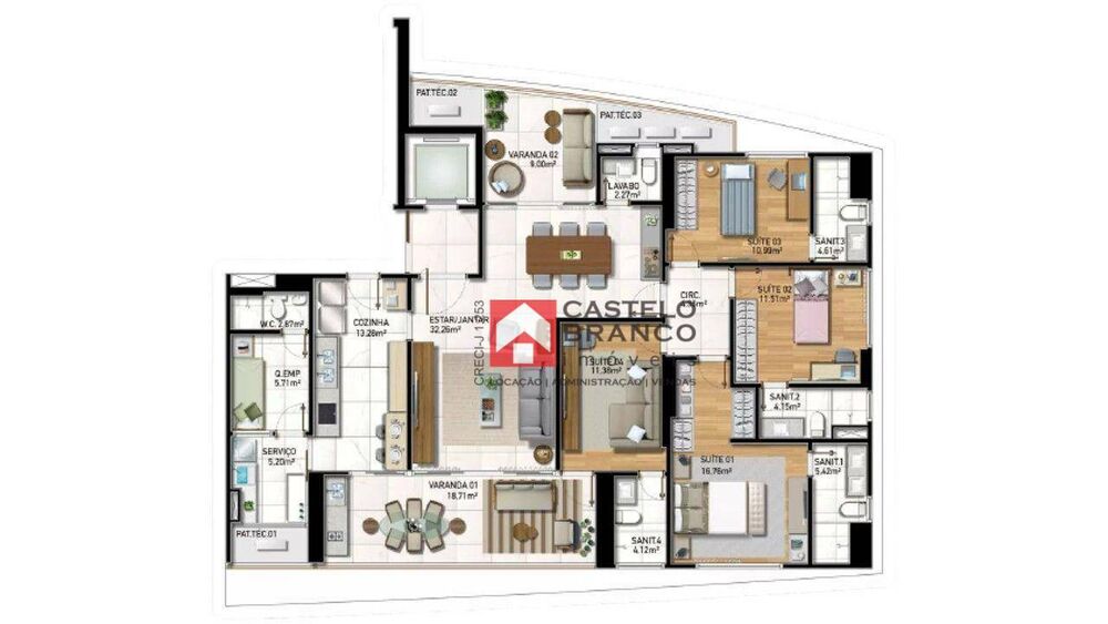 Apartamento à venda com 4 quartos, 171m² - Foto 3