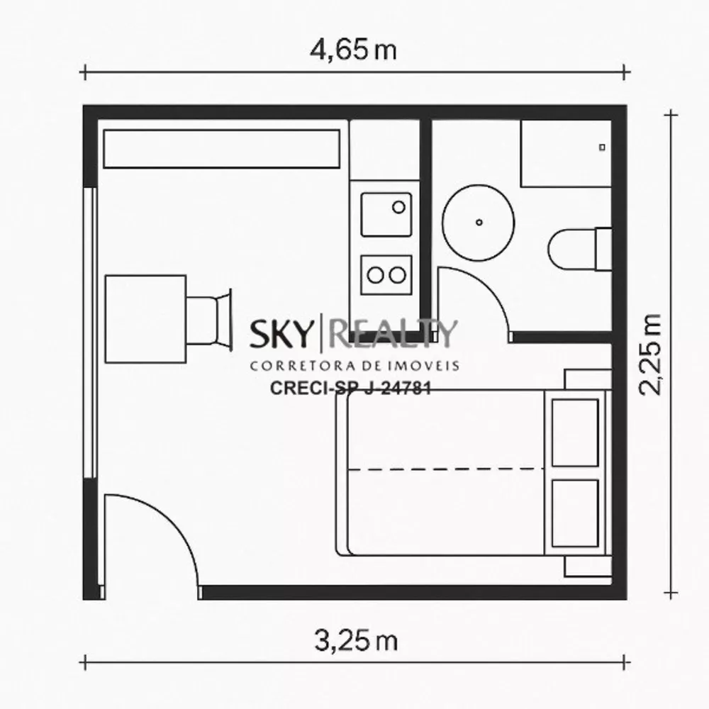 Apartamento, 1 quarto, 17 m² - Foto 3