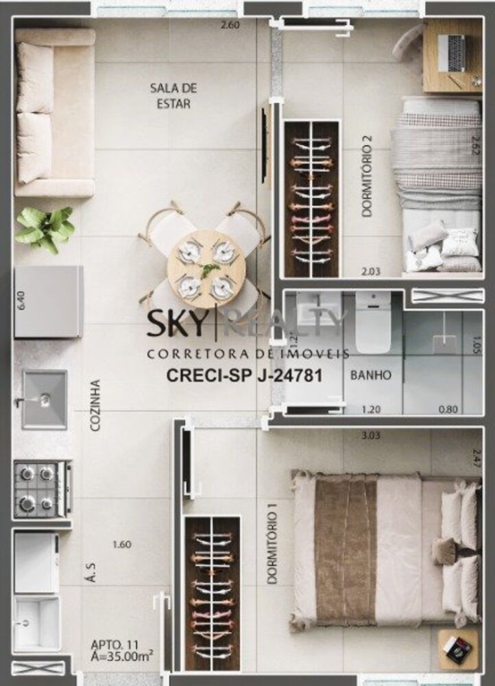 Apartamento à venda com 2 quartos, 35m² - Foto 6