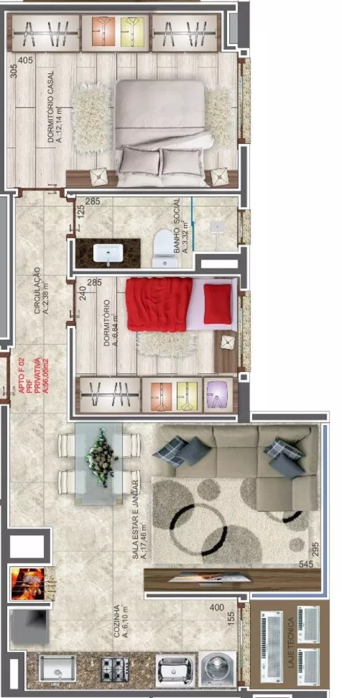 Apartamento à venda com 2 quartos, 56m² - Foto 4