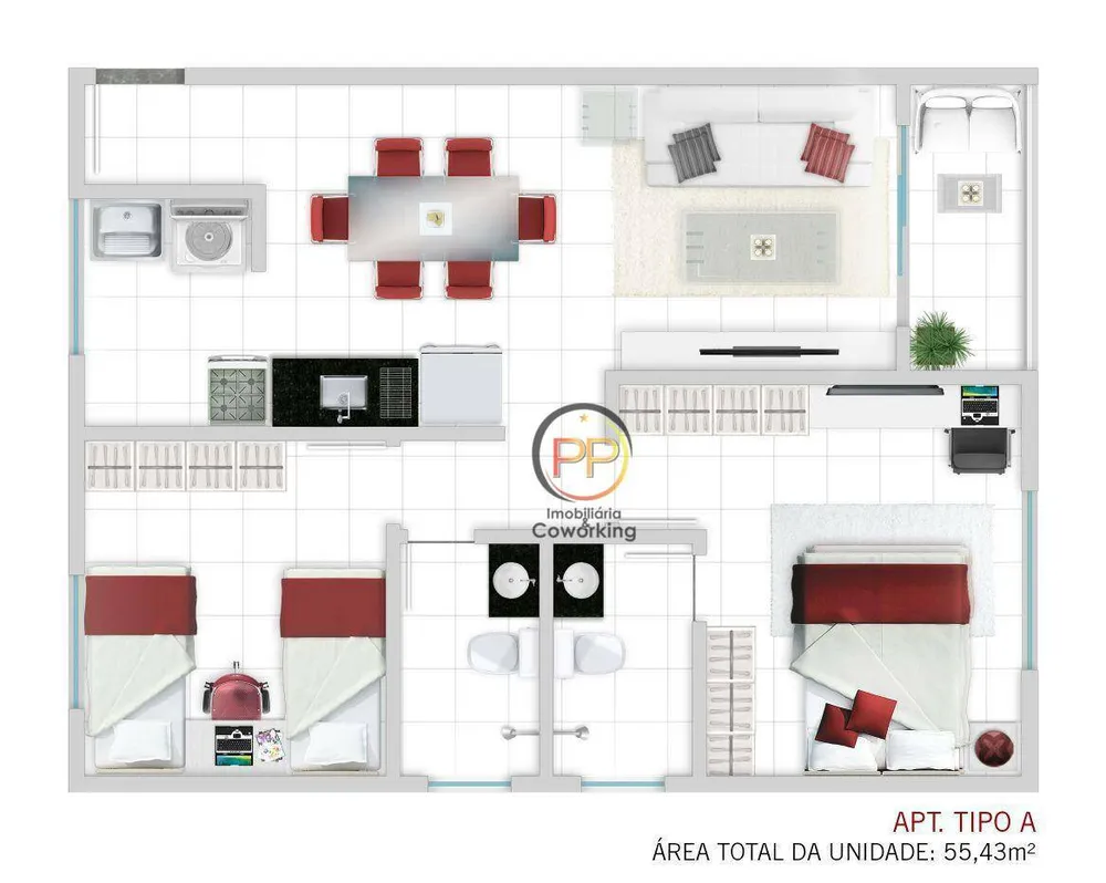 Apartamento, 2 quartos, 55 m² - Foto 1