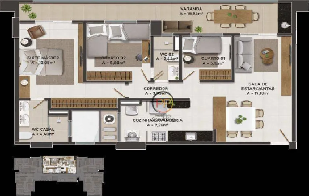 Apartamento, 3 quartos, 93 m² - Foto 1