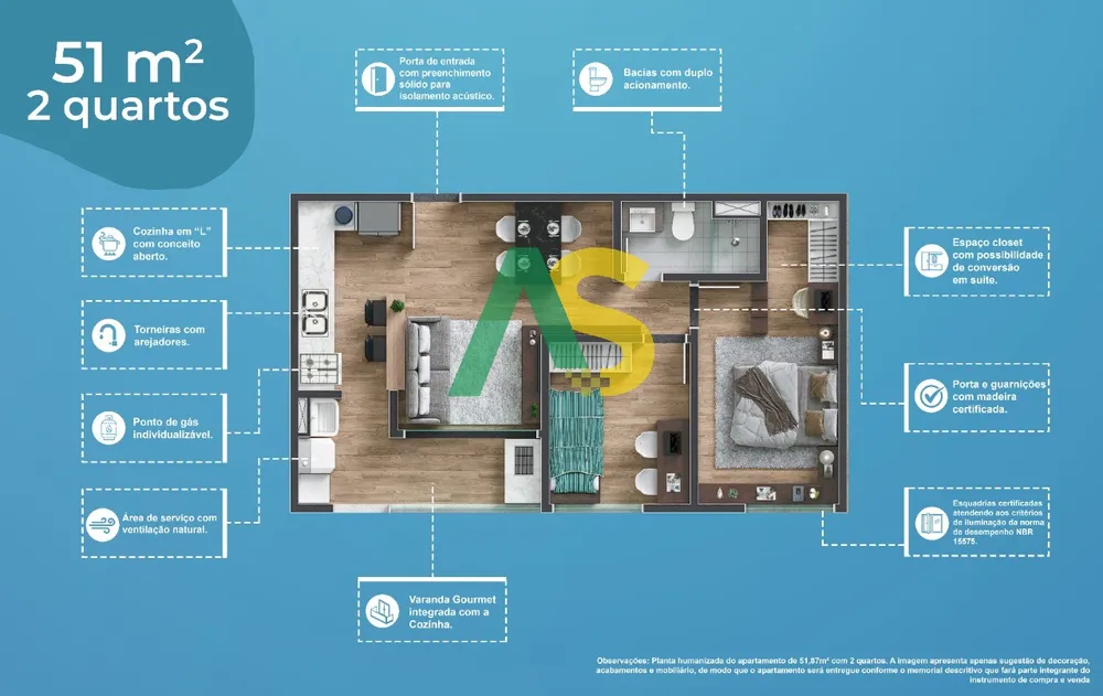 Apartamento, 2 quartos, 51 m² - Foto 15