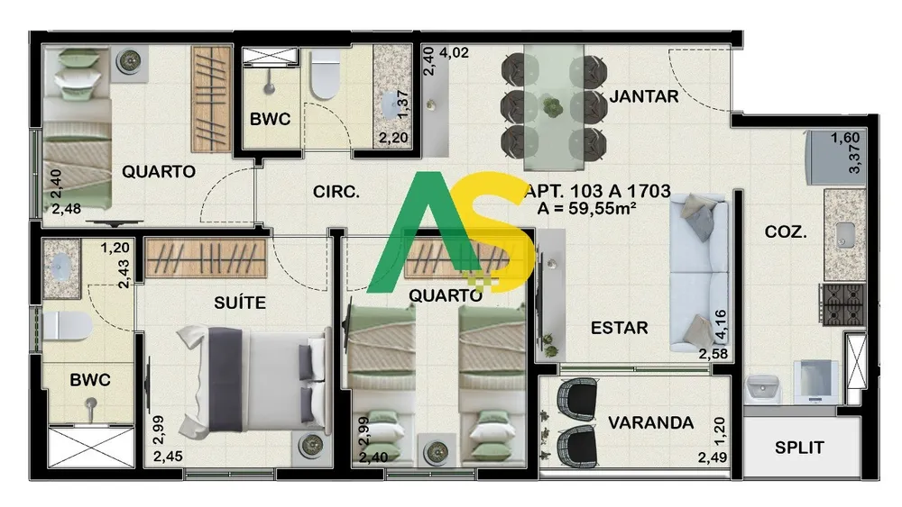 Apartamento, 3 quartos, 61 m² - Foto 4