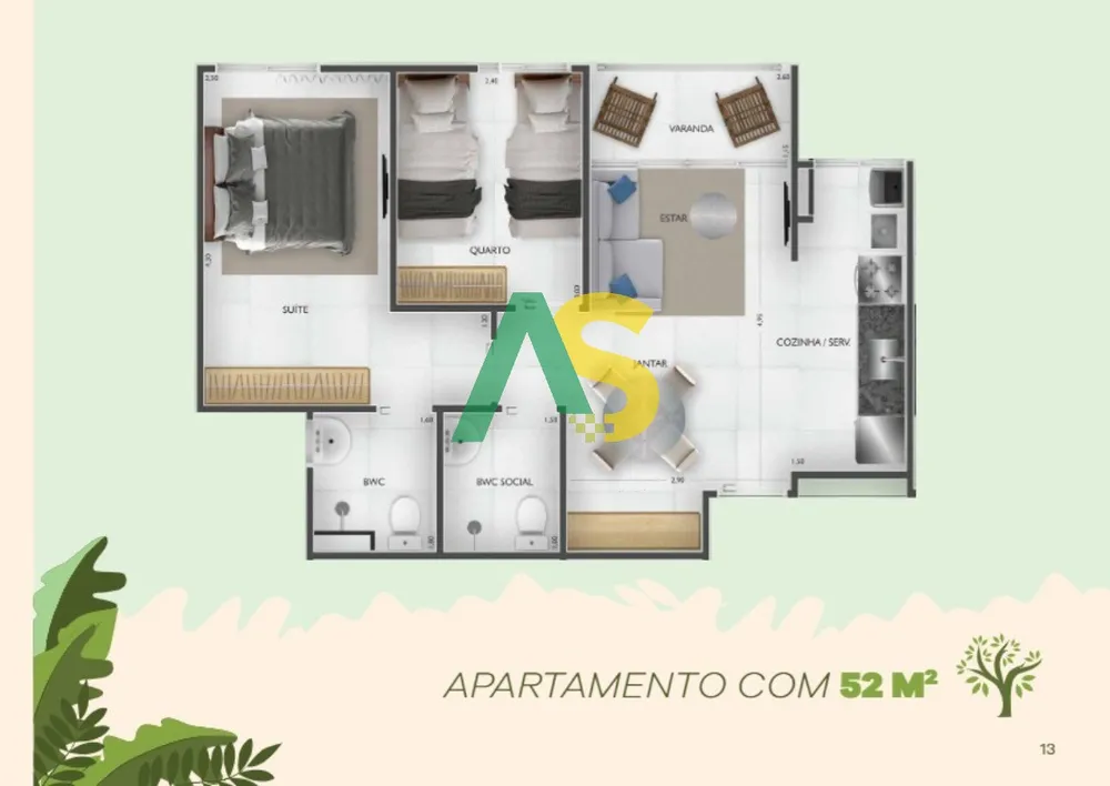 Apartamento, 2 quartos, 50 m² - Foto 1
