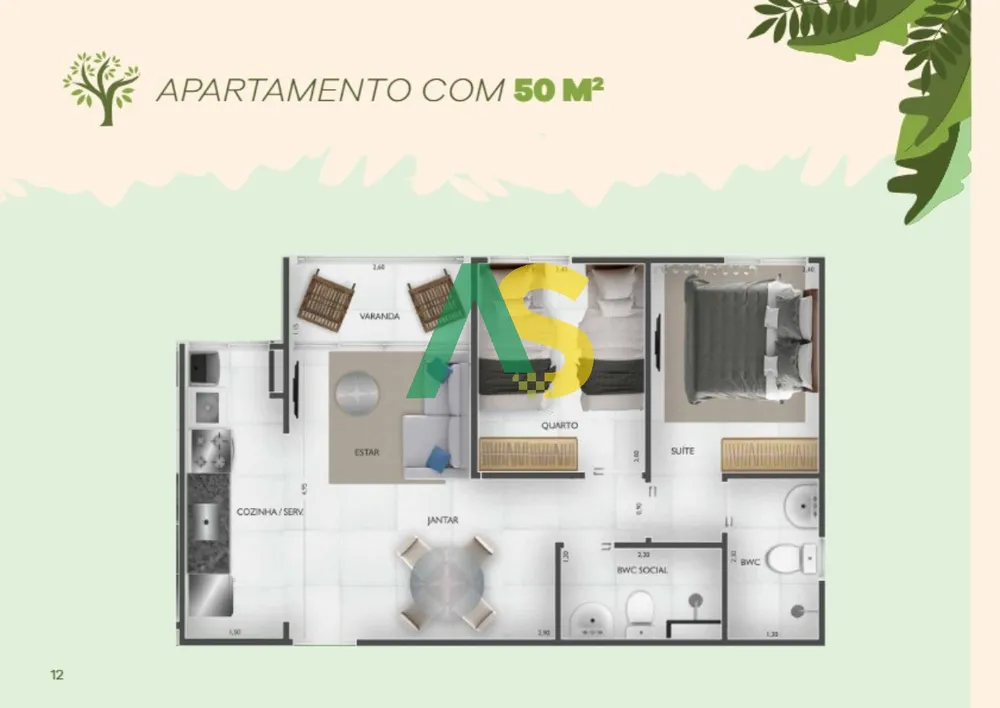 Apartamento, 2 quartos, 50 m² - Foto 3