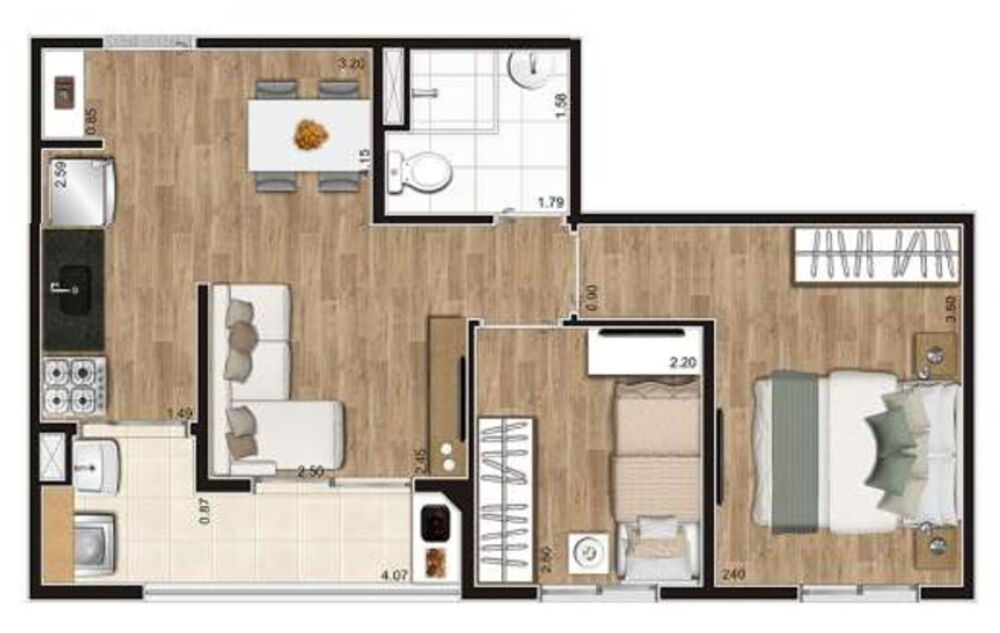 Apartamento, 2 quartos, 43 m² - Foto 8