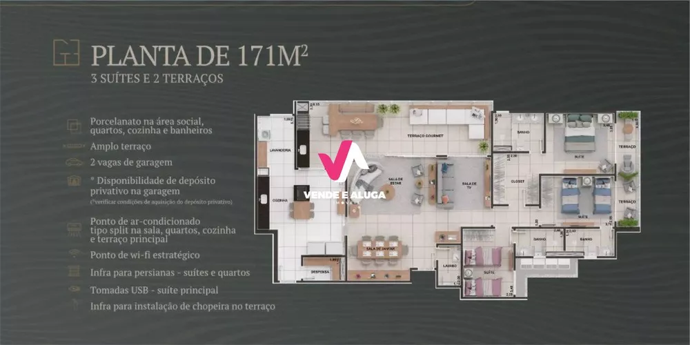 Apartamento à venda com 3 quartos, 171m² - Foto 3