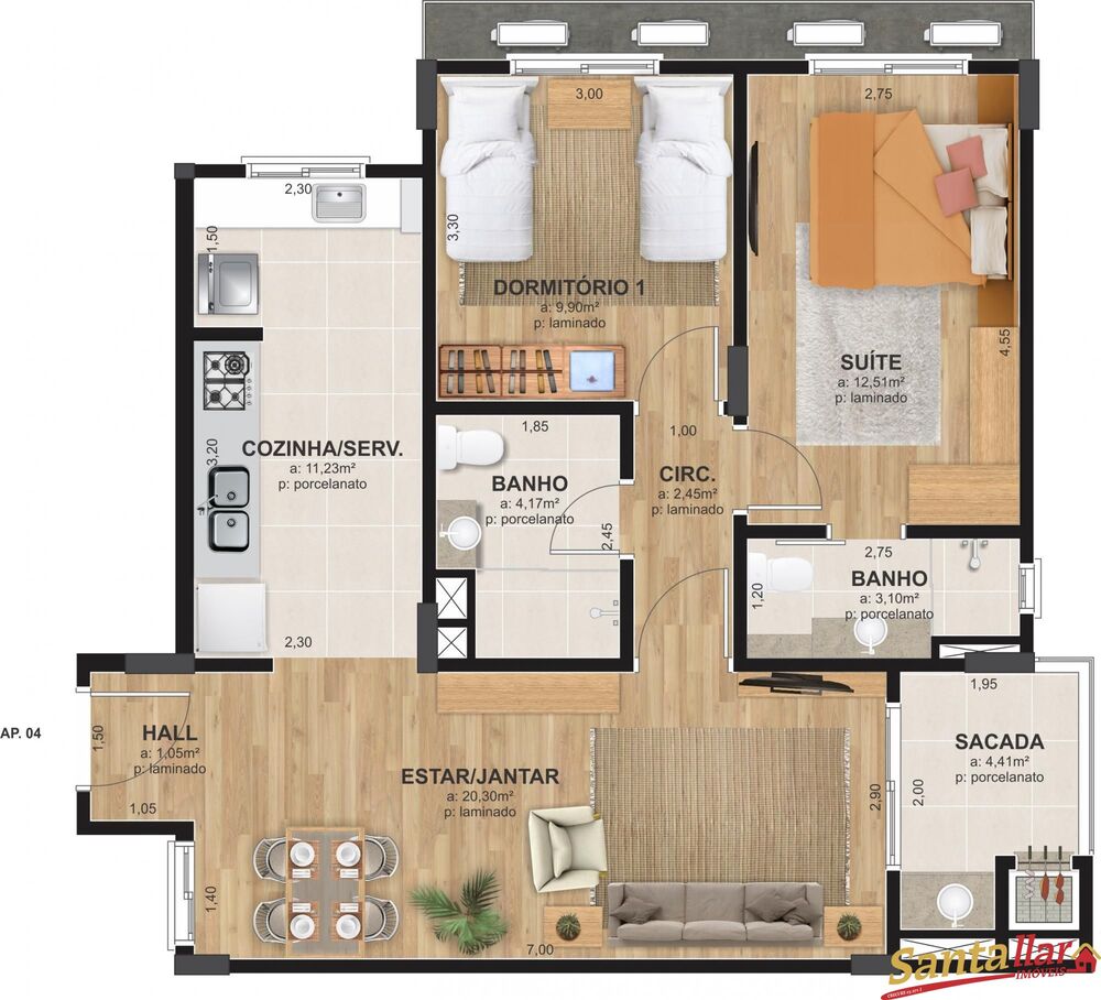 Apartamento, 2 quartos, 80 m² - Foto 3