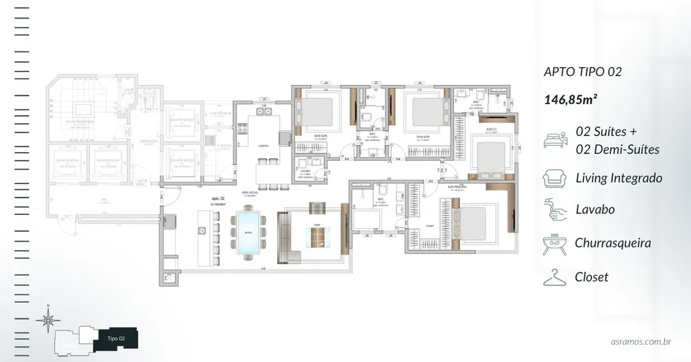 Apartamento, 4 quartos, 158 m² - Foto 4