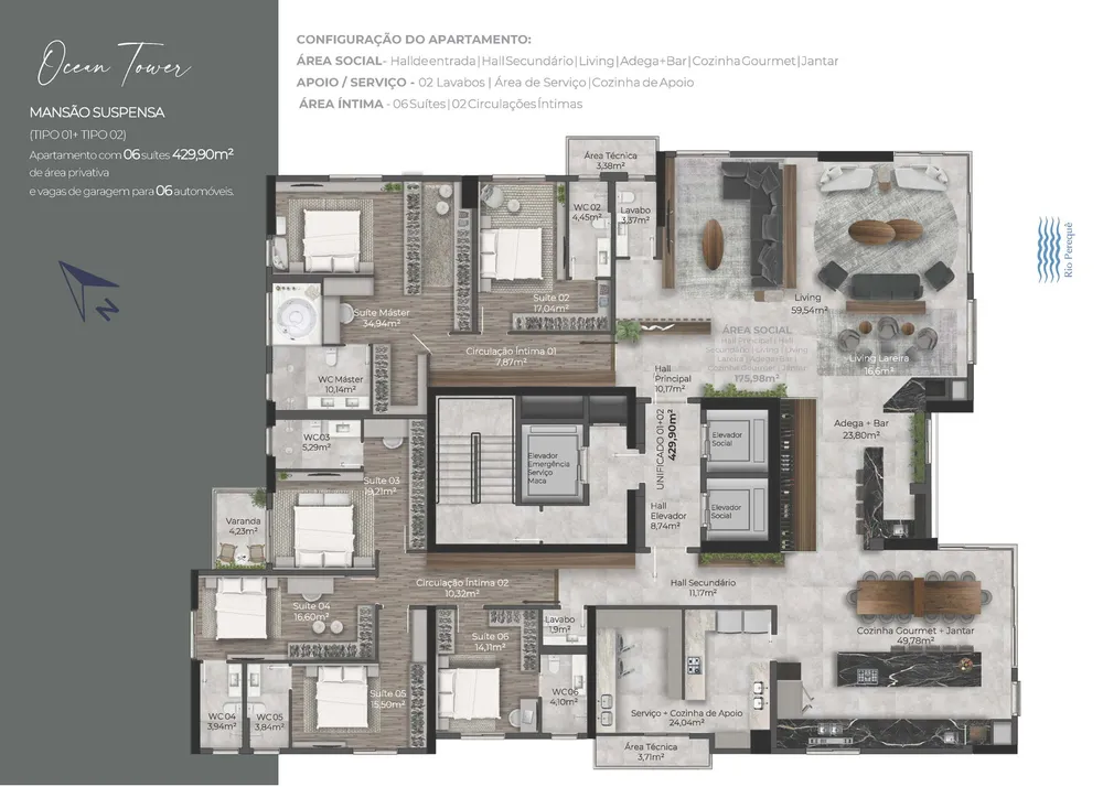 Apartamento, 4 quartos, 206 m² - Foto 1