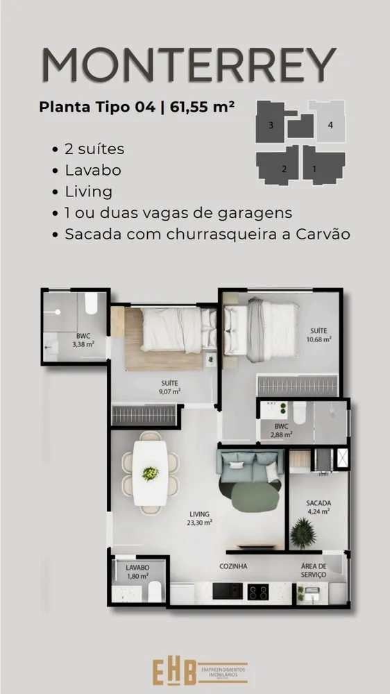 Apartamento, 2 quartos, 61 m² - Foto 12