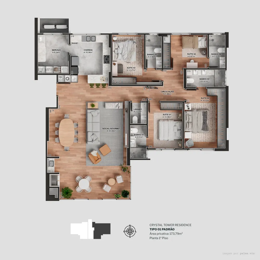 Apartamento, 3 quartos, 175 m² - Foto 1